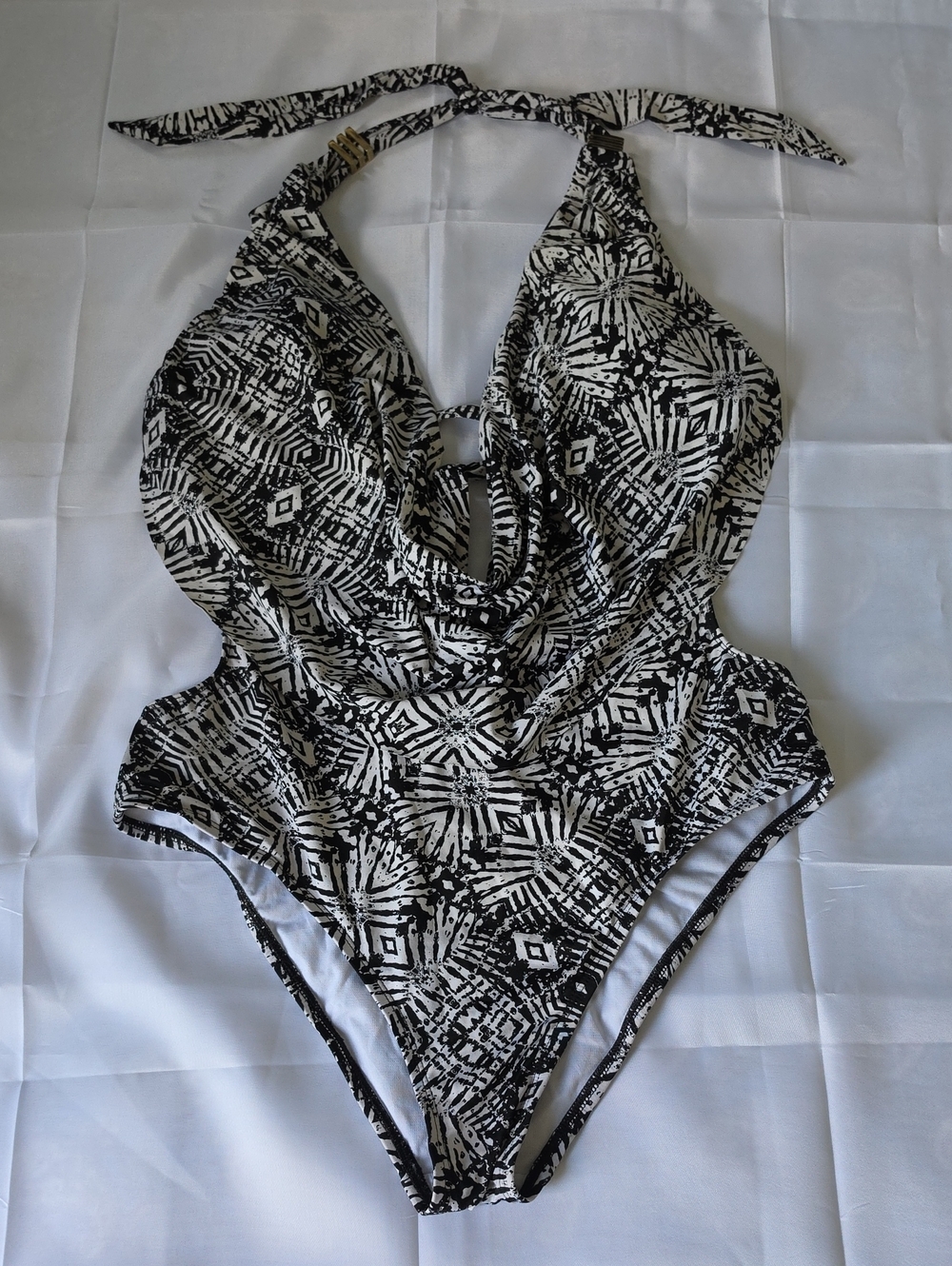 Bar III Black and White Geometric One-Piece Swimsuit